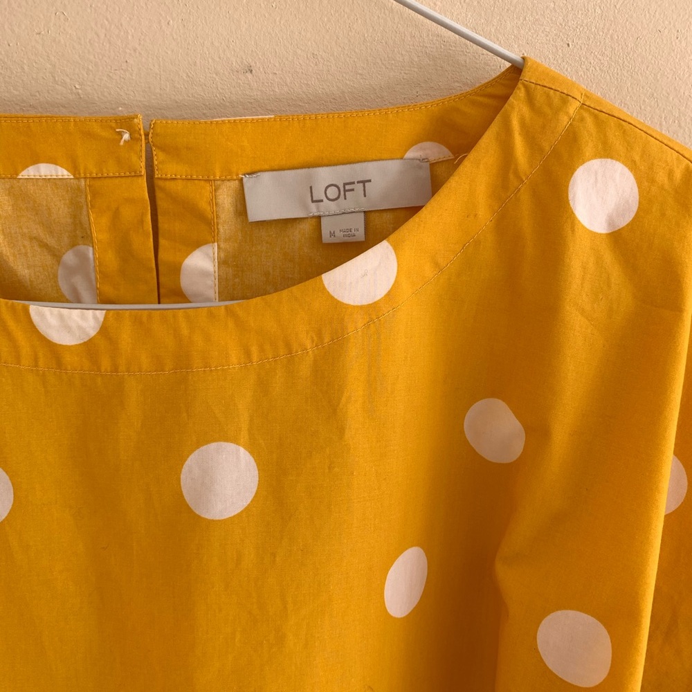 LOFT Yellow Polka Dot Blouse - Picture 7 of 8